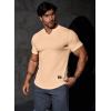 imageJMIERR Mens Muscle Slim T Shirts Texture V Neck Longline Henley Gym Workout Athletic Tee ShirtA Khaki