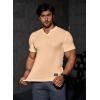 imageJMIERR Mens Muscle Slim T Shirts Texture V Neck Longline Henley Gym Workout Athletic Tee ShirtA Khaki