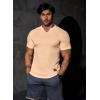 imageJMIERR Mens Muscle Slim T Shirts Texture V Neck Longline Henley Gym Workout Athletic Tee ShirtA Khaki