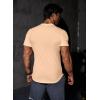 imageJMIERR Mens Muscle Slim T Shirts Texture V Neck Longline Henley Gym Workout Athletic Tee ShirtA Khaki