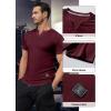 imageJMIERR Mens Muscle Slim T Shirts Texture V Neck Longline Henley Gym Workout Athletic Tee ShirtA Red