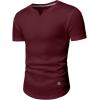 imageJMIERR Mens Muscle Slim T Shirts Texture V Neck Longline Henley Gym Workout Athletic Tee ShirtA Red