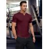 imageJMIERR Mens Muscle Slim T Shirts Texture V Neck Longline Henley Gym Workout Athletic Tee ShirtA Red