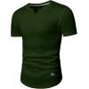 imageJMIERR Mens Muscle Slim T Shirts Texture V Neck Longline Henley Gym Workout Athletic Tee ShirtArmy Green