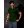 imageJMIERR Mens Muscle Slim T Shirts Texture V Neck Longline Henley Gym Workout Athletic Tee ShirtArmy Green