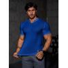 imageJMIERR Mens Muscle Slim T Shirts Texture V Neck Longline Henley Gym Workout Athletic Tee ShirtB Blue 2