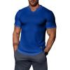imageJMIERR Mens Muscle Slim T Shirts Texture V Neck Longline Henley Gym Workout Athletic Tee ShirtB Blue 2