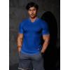 imageJMIERR Mens Muscle Slim T Shirts Texture V Neck Longline Henley Gym Workout Athletic Tee ShirtB Blue 2