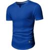 imageJMIERR Mens Muscle Slim T Shirts Texture V Neck Longline Henley Gym Workout Athletic Tee ShirtB Blue 2