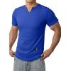 imageJMIERR Mens Muscle Slim T Shirts Texture V Neck Longline Henley Gym Workout Athletic Tee ShirtB Dark Blue