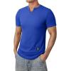 imageJMIERR Mens Muscle Slim T Shirts Texture V Neck Longline Henley Gym Workout Athletic Tee ShirtB Dark Blue