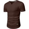 imageJMIERR Mens Muscle Slim T Shirts Texture V Neck Longline Henley Gym Workout Athletic Tee ShirtB Dark Brown