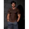 imageJMIERR Mens Muscle Slim T Shirts Texture V Neck Longline Henley Gym Workout Athletic Tee ShirtB Dark Brown