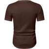 imageJMIERR Mens Muscle Slim T Shirts Texture V Neck Longline Henley Gym Workout Athletic Tee ShirtB Dark Brown