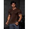 imageJMIERR Mens Muscle Slim T Shirts Texture V Neck Longline Henley Gym Workout Athletic Tee ShirtB Dark Brown