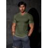 imageJMIERR Mens Muscle Slim T Shirts Texture V Neck Longline Henley Gym Workout Athletic Tee ShirtB Light Green