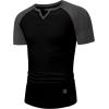 imageJMIERR Mens Muscle Slim T Shirts Texture V Neck Longline Henley Gym Workout Athletic Tee ShirtC Black  Grey