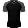 imageJMIERR Mens Muscle Slim T Shirts Texture V Neck Longline Henley Gym Workout Athletic Tee ShirtC Black  Grey