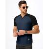 imageJMIERR Mens Muscle Slim T Shirts Texture V Neck Longline Henley Gym Workout Athletic Tee ShirtC Blue  Black