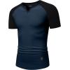imageJMIERR Mens Muscle Slim T Shirts Texture V Neck Longline Henley Gym Workout Athletic Tee ShirtC Blue  Black