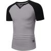 imageJMIERR Mens Muscle Slim T Shirts Texture V Neck Longline Henley Gym Workout Athletic Tee ShirtC Grey  Black