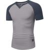 imageJMIERR Mens Muscle Slim T Shirts Texture V Neck Longline Henley Gym Workout Athletic Tee ShirtC Light Grey  Blue