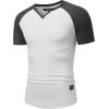imageJMIERR Mens Muscle Slim T Shirts Texture V Neck Longline Henley Gym Workout Athletic Tee ShirtC White  Grey
