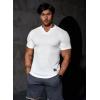 imageJMIERR Mens Muscle Slim T Shirts Texture V Neck Longline Henley Gym Workout Athletic Tee ShirtPackwhiteWhite