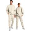 imageJMIERR Mens 2 Piece Outfits Crew Neck Sweatshirt Tracksuit ampamp Joggers Sweatpants Sweatsuit SetCream