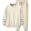imageJMIERR Mens 2 Piece Outfits Crew Neck Sweatshirt Tracksuit ampamp Joggers Sweatpants Sweatsuit SetCream
