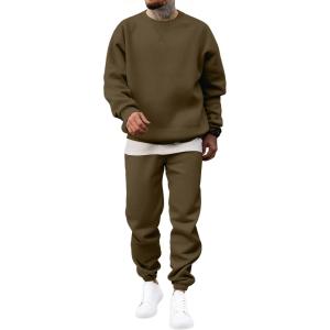 imageJMIERR Mens 2 Piece Outfits Crew Neck Sweatshirt Tracksuit ampamp Joggers Sweatpants Sweatsuit SetCoffee