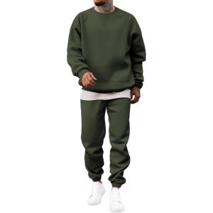 imageJMIERR Mens 2 Piece Outfits Crew Neck Sweatshirt Tracksuit ampamp Joggers Sweatpants Sweatsuit SetGreen