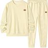 imageJMIERR Mens 2 Piece Outfits Knit Jacquard Pullover Sweatshirt Tracksuit ampamp Joggers Sweatpants Sweatsuit Sets with PocketsApricot