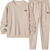 imageJMIERR Mens 2 Piece Outfits Knit Jacquard Pullover Sweatshirt Tracksuit ampamp Joggers Sweatpants Sweatsuit Sets with PocketsBeige