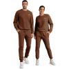 imageJMIERR Mens 2 Piece Outfits Knit Jacquard Pullover Sweatshirt Tracksuit ampamp Joggers Sweatpants Sweatsuit Sets with PocketsBrown