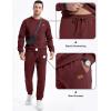 imageJMIERR Mens 2 Piece Outfits Knit Jacquard Pullover Sweatshirt Tracksuit ampamp Joggers Sweatpants Sweatsuit Sets with PocketsBurgundy
