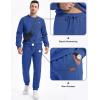 imageJMIERR Mens 2 Piece Outfits Knit Jacquard Pullover Sweatshirt Tracksuit ampamp Joggers Sweatpants Sweatsuit Sets with PocketsDark Blue
