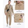 imageJMIERR Mens 2 Piece Outfits Knit Jacquard Pullover Sweatshirt Tracksuit ampamp Joggers Sweatpants Sweatsuit Sets with PocketsKhaki