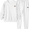 imageJMIERR Mens 2 Piece Outfits Knit Jacquard Pullover Sweatshirt Tracksuit ampamp Joggers Sweatpants Sweatsuit Sets with PocketsWhite