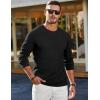 imageJMIERR Mens Long Sleeve Shirts Casual Crewneck Pullover TShirt Stretch Textured Knit Tee with Pocket0 Black