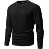 imageJMIERR Mens Long Sleeve Shirts Casual Crewneck Pullover TShirt Stretch Textured Knit Tee with Pocket0 Black