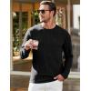 imageJMIERR Mens Long Sleeve Shirts Casual Crewneck Pullover TShirt Stretch Textured Knit Tee with Pocket0 Black