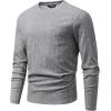 imageJMIERR Mens Long Sleeve Shirts Casual Crewneck Pullover TShirt Stretch Textured Knit Tee with Pocket01 Grey