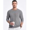 imageJMIERR Mens Long Sleeve Shirts Casual Crewneck Pullover TShirt Stretch Textured Knit Tee with Pocket01 Grey
