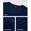 imageJMIERR Mens Long Sleeve Shirts Casual Crewneck Pullover TShirt Stretch Textured Knit Tee with Pocket02 Navy Blue