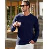 imageJMIERR Mens Long Sleeve Shirts Casual Crewneck Pullover TShirt Stretch Textured Knit Tee with Pocket02 Navy Blue