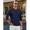 imageJMIERR Mens Long Sleeve Shirts Casual Crewneck Pullover TShirt Stretch Textured Knit Tee with Pocket02 Navy Blue