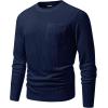 imageJMIERR Mens Long Sleeve Shirts Casual Crewneck Pullover TShirt Stretch Textured Knit Tee with Pocket02 Navy Blue