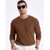 imageJMIERR Mens Long Sleeve Shirts Casual Crewneck Pullover TShirt Stretch Textured Knit Tee with Pocket03 Brown
