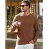 imageJMIERR Mens Long Sleeve Shirts Casual Crewneck Pullover TShirt Stretch Textured Knit Tee with Pocket03 Brown